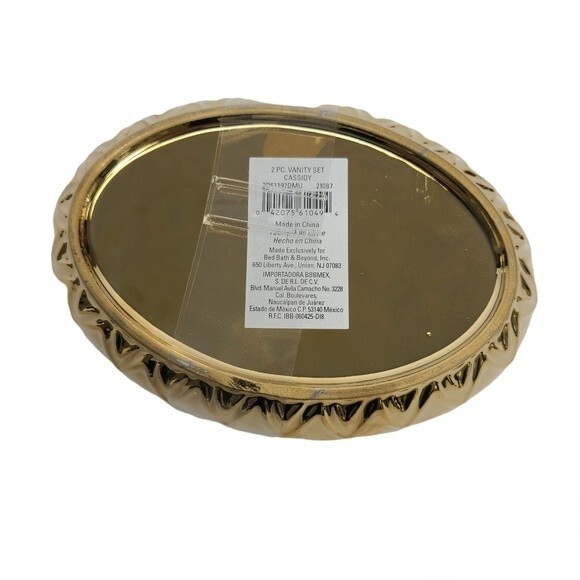 Wild Sage Cassidy Glam Global 2-Piece Gold Ceramic Vanity Tray Set - Picture 6 of 8
